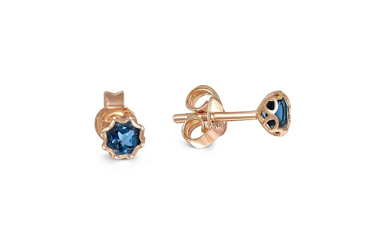 Серьги-пусеты из красного золота с 2 топазами лондон