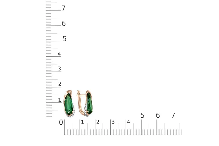 Серьги из красного золота с 20 фианитами
