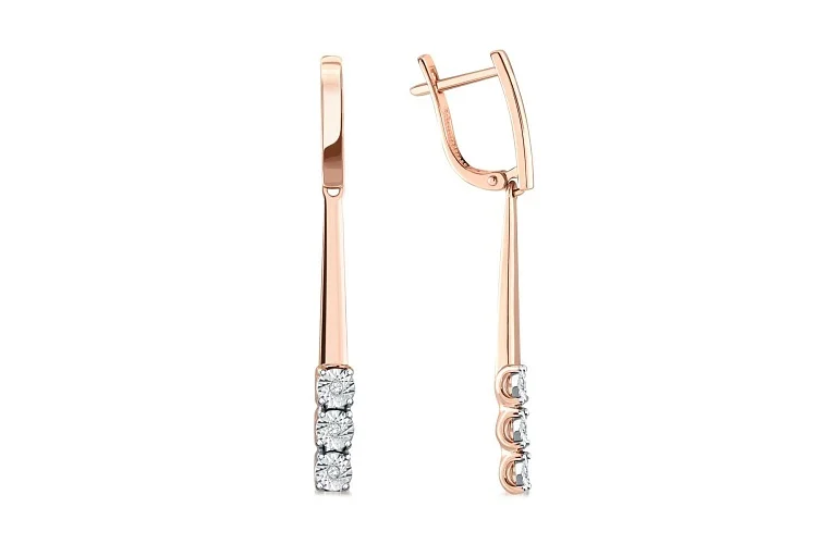 Серьги из красного золота с 6 бриллиантами