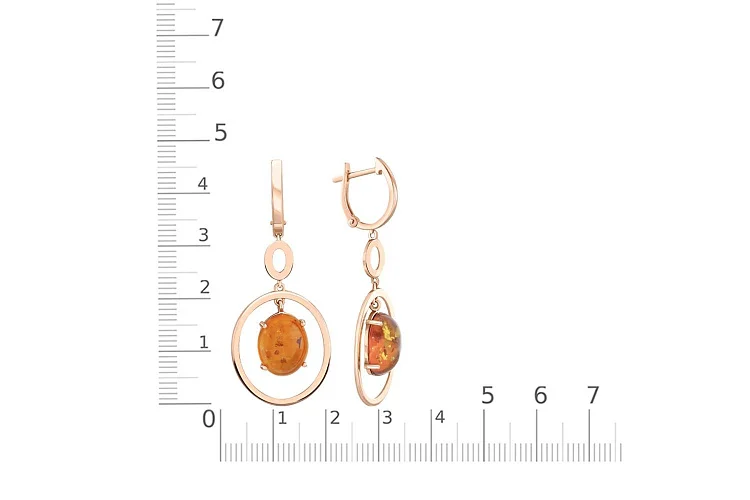 Серьги из красного золота с янтарём