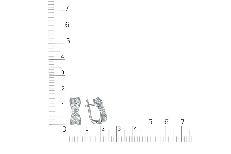 Серьги из белого золота с 52 фианитами