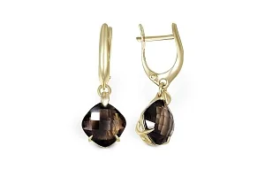 Серьги из жёлтого золота с 2 раухтопазами