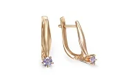 Серьги из красного золота с 2 танзанитами