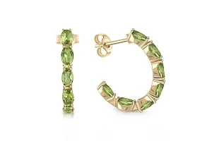 Серьги-пусеты из жёлтого золота с 14 хризолитами