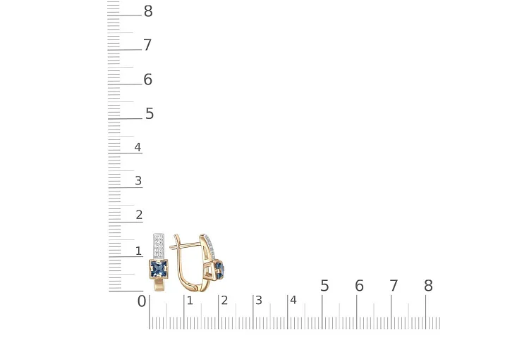 Серьги из жёлтого золота с 2 топазами лондон и 20 фианитами