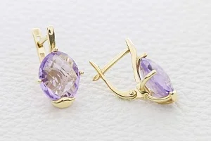 Серьги из жёлтого золота с 2 аметистами
