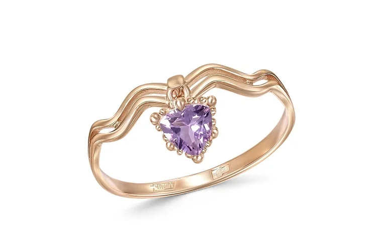 Кольцо из красного золота с аметистом