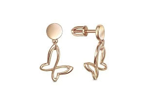 Серьги-пусеты Бабочки из красного золота без вставок
