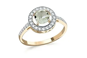 Кольцо из жёлтого золота с аметистом и 30 фианитами