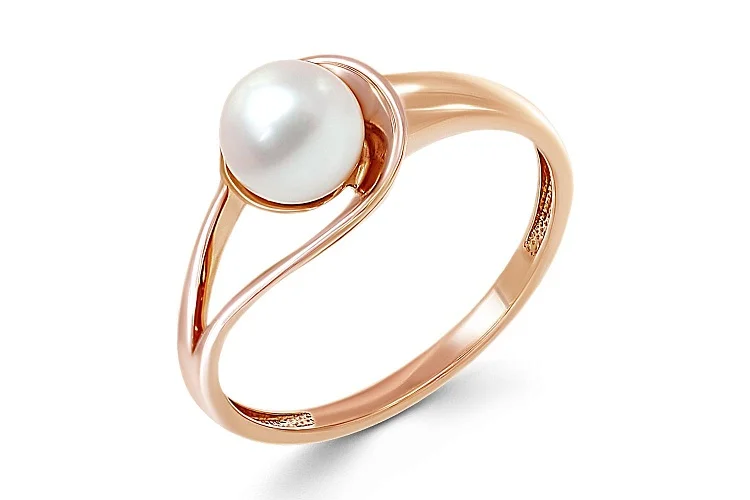 Кольцо из красного золота с жемчугом