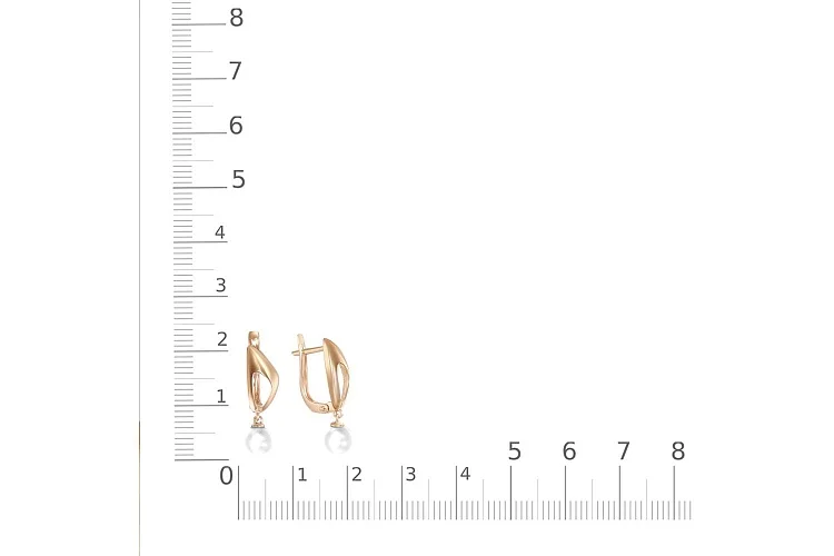 Серьги из красного золота с 2 жемчужинами