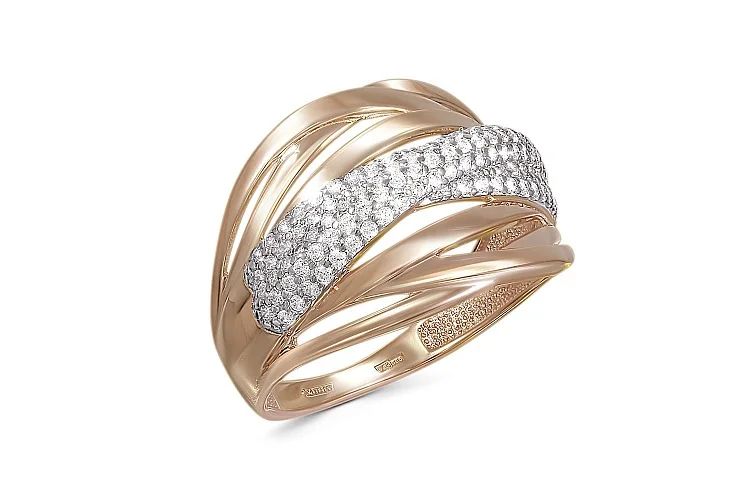 Кольцо Дорожка из красного золота с 97 фианитами