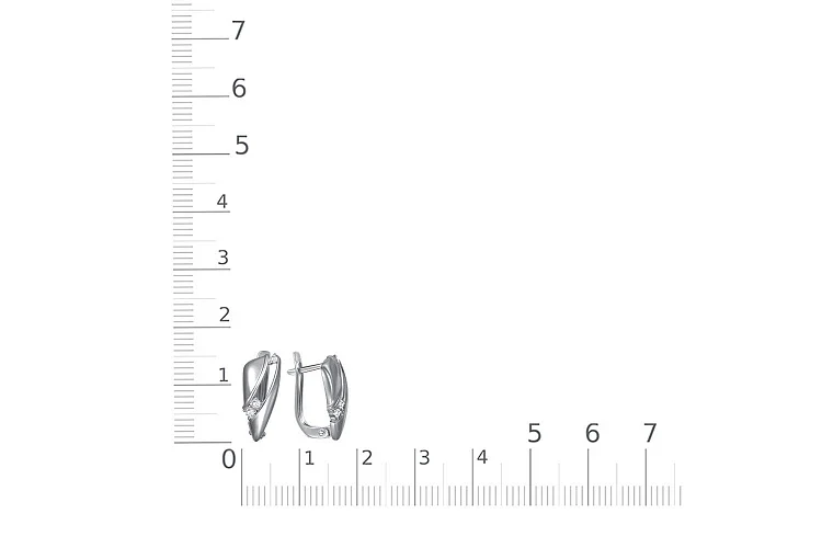Серьги из белого золота с 6 фианитами
