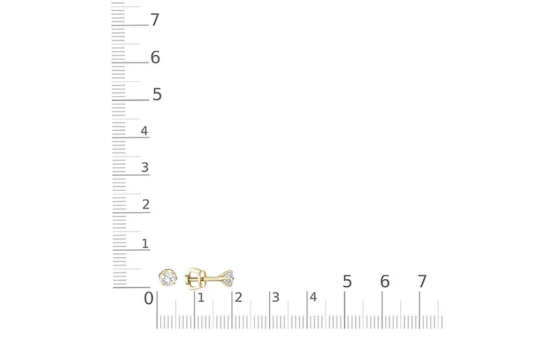 Серьги-пусеты из жёлтого золота с 2 фианитами