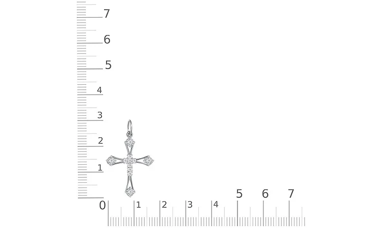 Крест из белого золота с 11 бриллиантами
