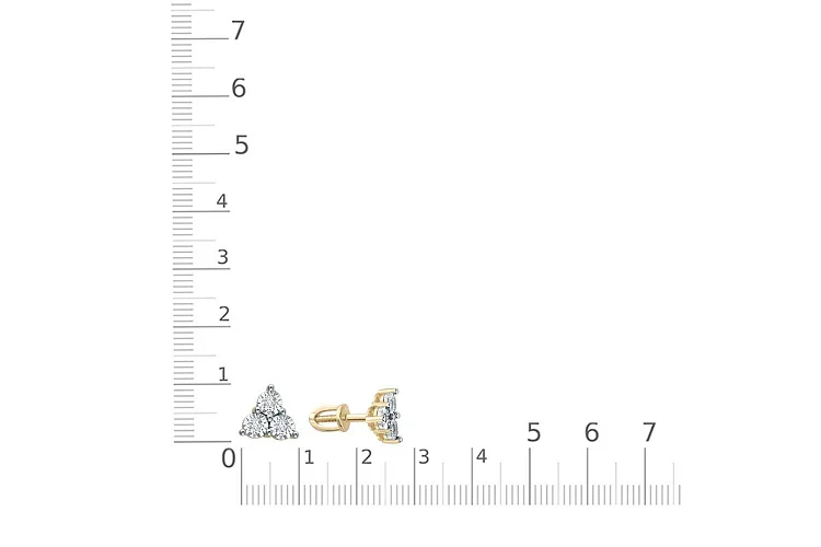 Серьги-пусеты из жёлтого золота с 6 бриллиантами