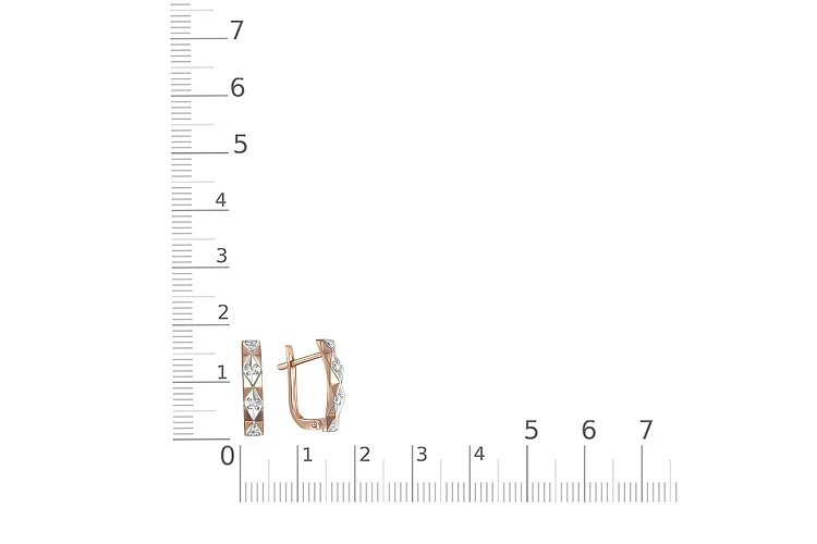 Серьги из красного золота с 8 фианитами