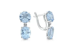 Серьги из белого золота с 4 топазами sky