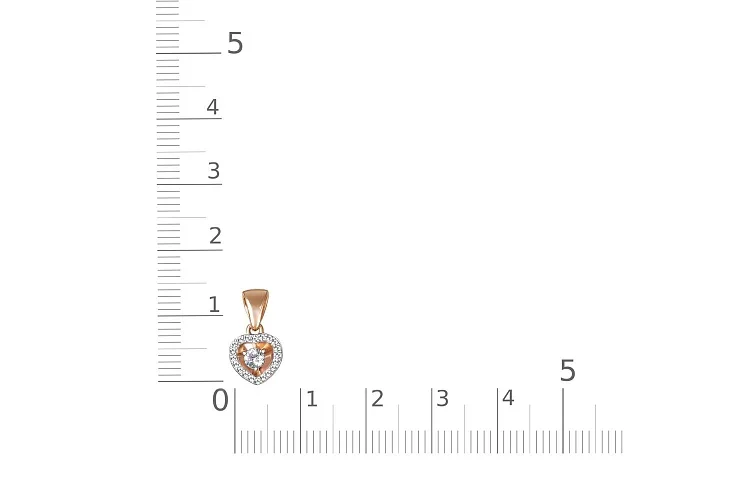 Подвеска Сердце из красного золота с 21 фианитами
