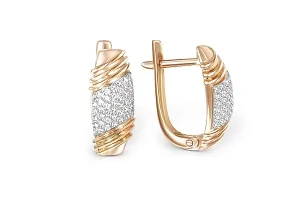 Серьги из красного золота с 84 фианитами
