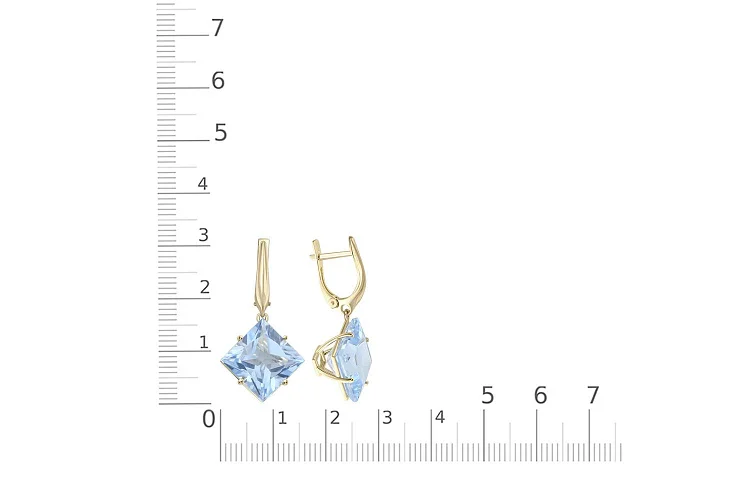 Серьги из жёлтого золота с 2 топазами sky