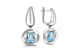 Серьги из белого золота с 2 топазами sky