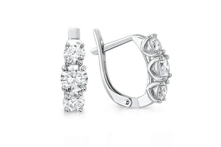 Серьги из белого золота с 6 муассанитами