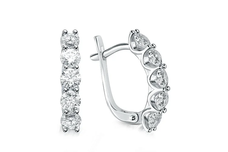 Серьги Дорожки из белого золота с 10 муассанитами