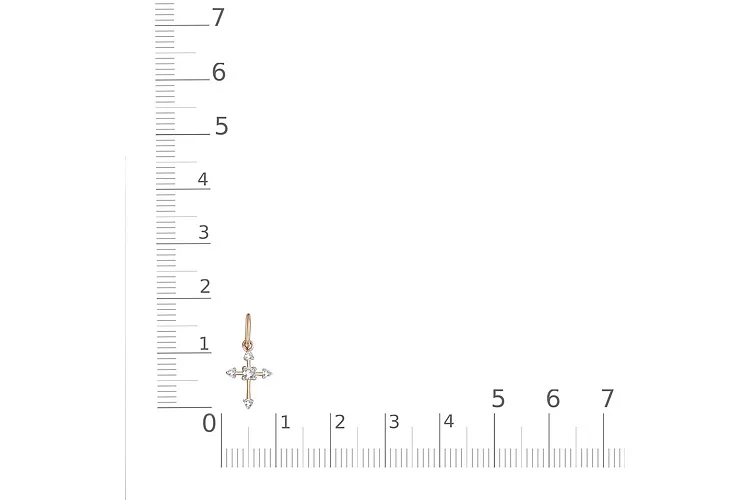 Крест из красного золота с 5 фианитами