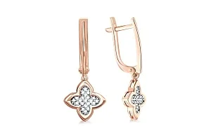 Серьги Клевер из красного золота с 42 бриллиантами