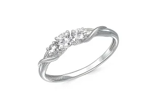 Кольцо из белого золота с 3 фианитами