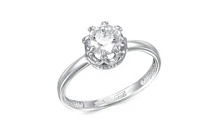 Кольцо Корона из белого золота с кристаллом swarovski