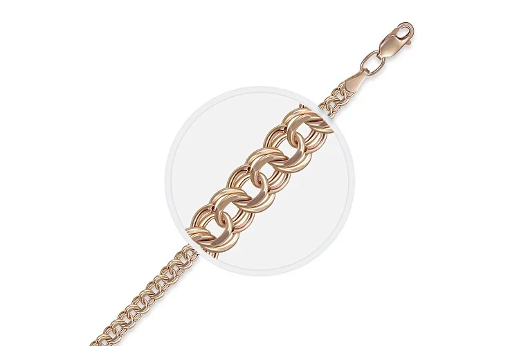 Браслет плетение гарибальди ⌀ нити 0,80 мм  из красного золота без вставок