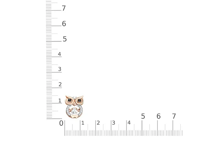 Подвеска Сова из красного золота с 14 муассанитами и 2 бриллиантами