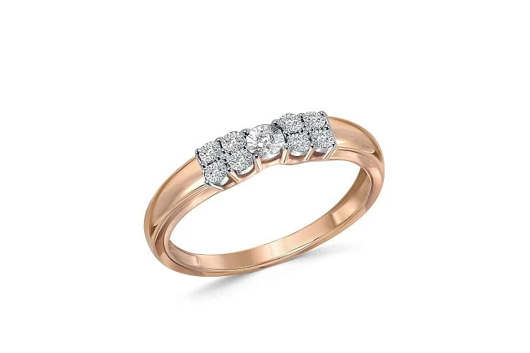 Кольцо из красного золота с 9 бриллиантами