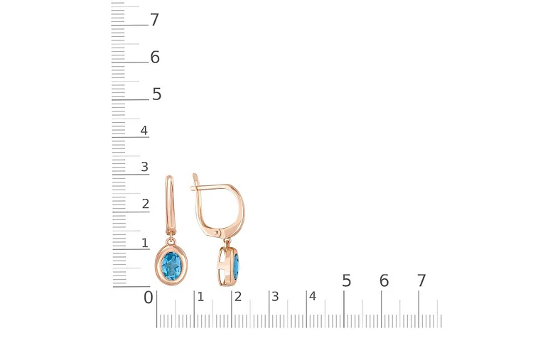 Серьги из красного золота с 2 топазами swiss