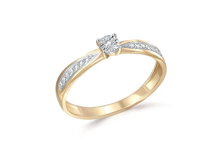 Кольцо из жёлтого золота с 15 бриллиантами