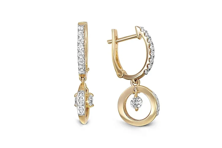 Серьги из жёлтого золота с 20 фианитами