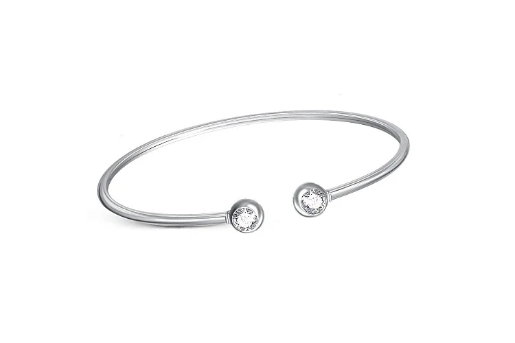 Браслет из белого золота с 2 фианитами