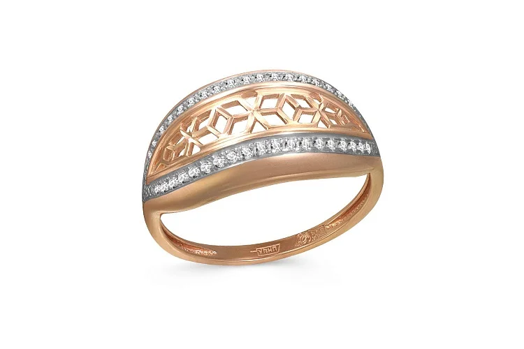 Кольцо Дорожка из красного золота с 38 фианитами