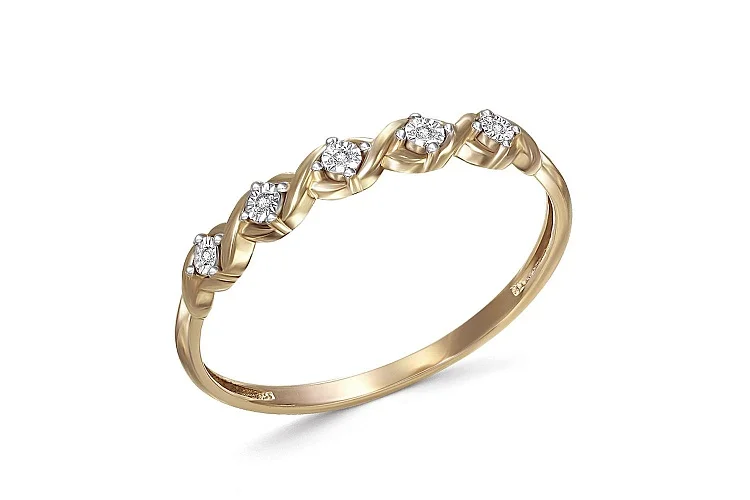 Кольцо Дорожка из жёлтого золота с 5 бриллиантами