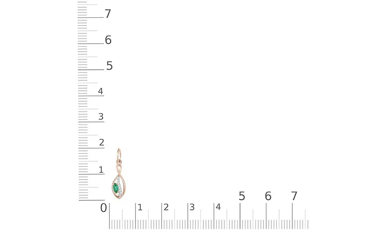 Подвеска из красного золота с изумрудом и 7 бриллиантами