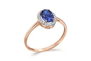 Кольцо из красного золота с 23 фианитами