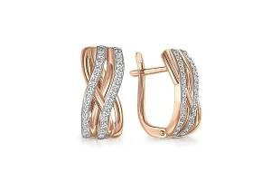 Серьги из красного золота с 56 фианитами