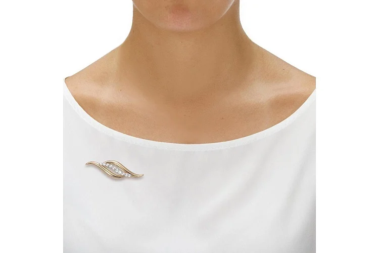 Брошь Дорожка из жёлтого золота с 10 фианитами