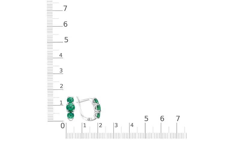 Серьги из белого золота с 6 изумрудами