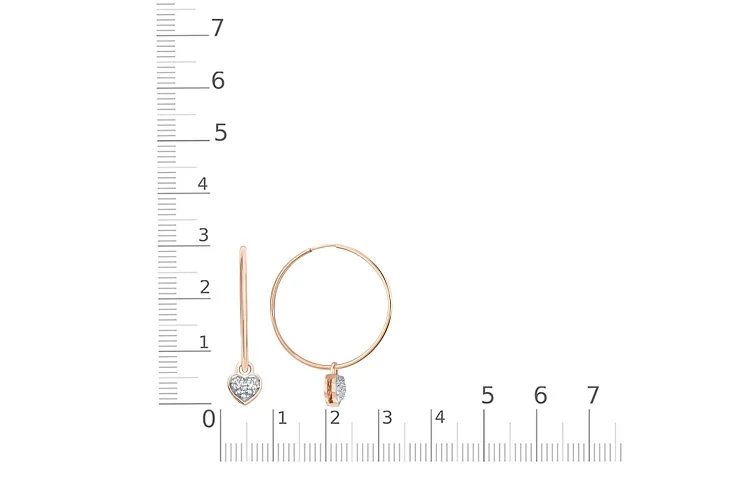 Серьги-трансформеры Сердца из красного золота с 20 бриллиантами