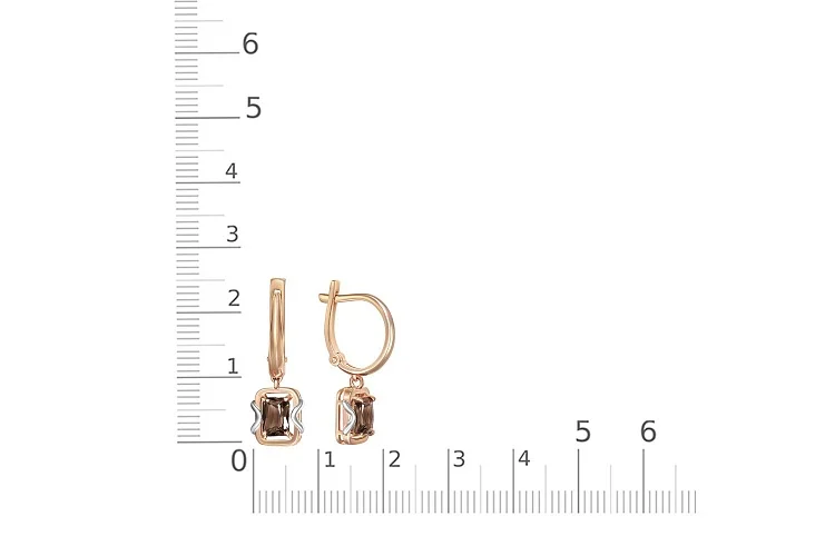 Серьги из красного золота с 2 раухтопазами