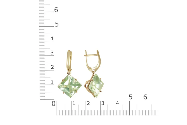 Серьги из жёлтого золота с 2 аметистами