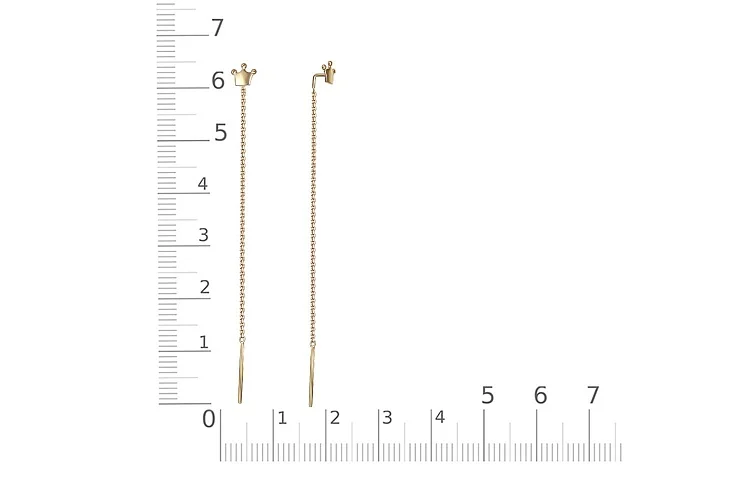 Серьги-продёвки Короны из жёлтого золота без вставок